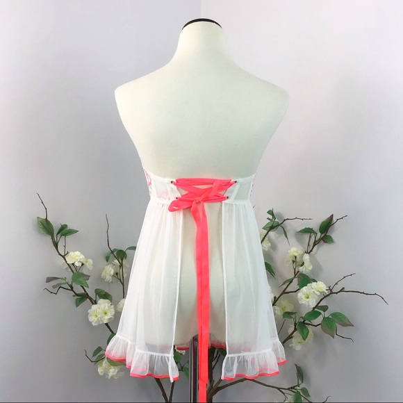 Victorias Secret Lace Up Back Mesh Babydoll NWT - Picture 4 of 6